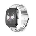 For OPPO Watch 3 Pro Three-bead Flat Buckle Stainless Steel Watch Band(Silver)