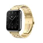 For OPPO Watch 3 Three-bead Flat Buckle Stainless Steel Watch Band(Gold)
