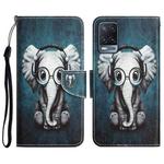 For OPPO A16 Colored Drawing Leather Phone Case(Earphone Elephant)