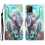 For OPPO A16 Colored Drawing Leather Phone Case(Elephant)
