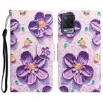 For OPPO A16 Colored Drawing Leather Phone Case(Purple Flower)