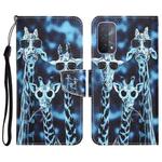 For OPPO A93 5G Colored Drawing Leather Phone Case(Giraffes)