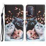 For OPPO A93 5G Colored Drawing Leather Phone Case(3 Cats)