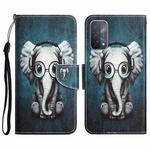 For OPPO A93 5G Colored Drawing Leather Phone Case(Earphone Elephant)