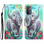 For OPPO A93 5G Colored Drawing Leather Phone Case(Elephant)