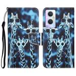 For OPPO A96 5G Colored Drawing Leather Phone Case(Giraffes)