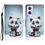 For OPPO A96 5G Colored Drawing Leather Phone Case(Blue Eyes)