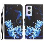 For OPPO A96 5G Colored Drawing Leather Phone Case(Blue Butterfly)