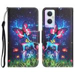 For OPPO A96 5G Colored Drawing Leather Phone Case(Bottle Butterfly)