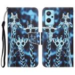 For Realme 9i / OPPO A96 4G Colored Drawing Leather Phone Case(Giraffes)