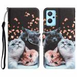 For Realme 9i / OPPO A96 4G Colored Drawing Leather Phone Case(3 Cats)