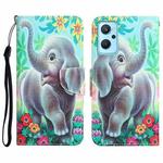 For Realme 9i / OPPO A96 4G Colored Drawing Leather Phone Case(Elephant)