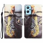 For Realme 9i / OPPO A96 4G Colored Drawing Leather Phone Case(Tiger)