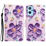 For Realme 9i / OPPO A96 4G Colored Drawing Leather Phone Case(Purple Flower)