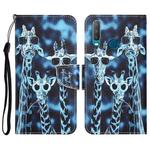 For vivo Y17 / Y12 Colored Drawing Leather Phone Case(Giraffes)