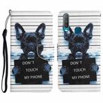 For vivo Y17 / Y12 Colored Drawing Leather Phone Case(Black Dog)