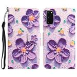 For Samsung Galaxy S20 Colored Drawing Leather Phone Case(Purple Flower)