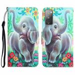For Samsung Galaxy S20 FE Colored Drawing Leather Phone Case(Elephant)