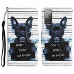 For Samsung Galaxy S20 FE Colored Drawing Leather Phone Case(Black Dog)
