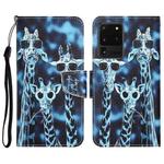 For Samsung Galaxy S20 Ultra Colored Drawing Leather Phone Case(Giraffes)