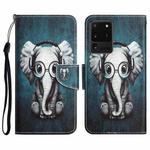 For Samsung Galaxy S20 Ultra Colored Drawing Leather Phone Case(Earphone Elephant)