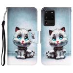 For Samsung Galaxy S20 Ultra Colored Drawing Leather Phone Case(Blue Eyes)