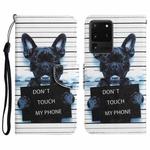 For Samsung Galaxy S20 Ultra Colored Drawing Leather Phone Case(Black Dog)