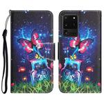 For Samsung Galaxy S20 Ultra Colored Drawing Leather Phone Case(Bottle Butterfly)