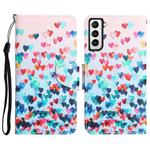 For Samsung Galaxy S21 5G Colored Drawing Leather Phone Case(Heart)