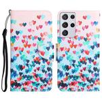For Samsung Galaxy S21 Ultra 5G Colored Drawing Leather Phone Case(Heart)