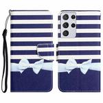For Samsung Galaxy S21 Ultra 5G Colored Drawing Leather Phone Case(Bow Knot)