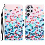 For Samsung Galaxy S22 Ultra 5G Colored Drawing Leather Phone Case(Heart)