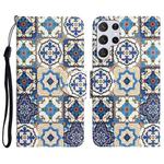 For Samsung Galaxy S22 Ultra 5G Colored Drawing Leather Phone Case(Vintage Totem)