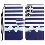 For Samsung Galaxy S22 Ultra 5G Colored Drawing Leather Phone Case(Bow Knot)