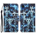 For Samsung Galaxy A03 Core Colored Drawing Leather Phone Case(Giraffes)