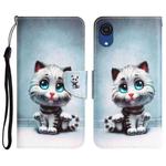 For Samsung Galaxy A03 Core Colored Drawing Leather Phone Case(Blue Eyes)
