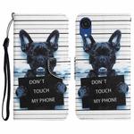 For Samsung Galaxy A03 Core Colored Drawing Leather Phone Case(Black Dog)