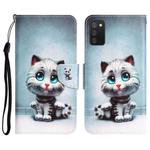 For Samsung Galaxy A03s Colored Drawing Leather Phone Case(Blue Eyes)
