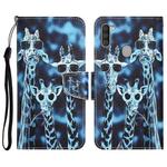 For Samsung Galaxy A11 Colored Drawing Leather Phone Case(Giraffes)