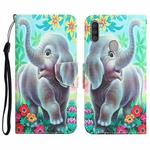 For Samsung Galaxy A11 Colored Drawing Leather Phone Case(Elephant)