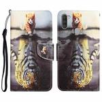 For Samsung Galaxy A11 Colored Drawing Leather Phone Case(Tiger)