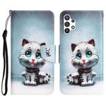 For Samsung Galaxy A13 4G Colored Drawing Leather Phone Case(Blue Eyes)