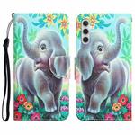 For Samsung Galaxy A13 5G Colored Drawing Leather Phone Case(Elephant)