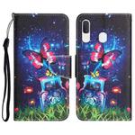 For Samsung Galaxy A20 / A30 Colored Drawing Leather Phone Case(Bottle Butterfly)