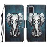 For Samsung Galaxy A21s Colored Drawing Leather Phone Case(Earphone Elephant)