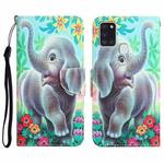 For Samsung Galaxy A21s Colored Drawing Leather Phone Case(Elephant)