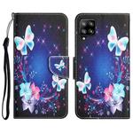 For Samsung Galaxy A22 4G Colored Drawing Leather Phone Case(Butterfly)