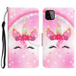 For Samsung Galaxy A22 5G Colored Drawing Leather Phone Case(Unicorn)