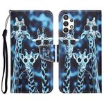 For Samsung Galaxy A32 5G Colored Drawing Leather Phone Case(Giraffes)