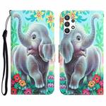 For Samsung Galaxy A32 5G Colored Drawing Leather Phone Case(Elephant)